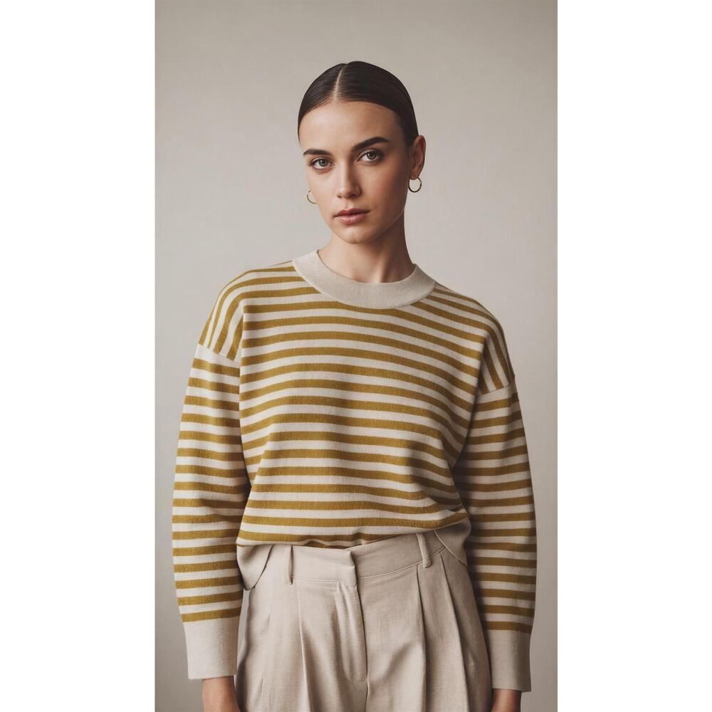 On 34th Women's Long Sleeve Striped Sweater Yellow Size XL